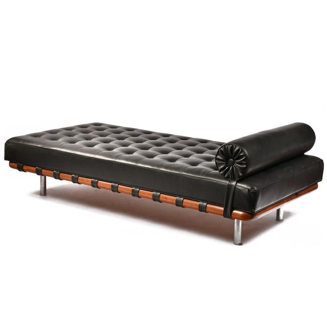 Black Tufted Leather Barcelona Daybed