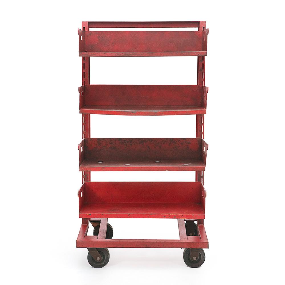 Red Industrial Rolling Tool Cart