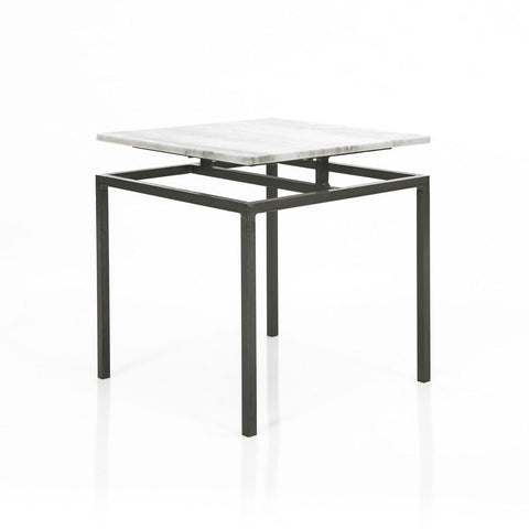 White Marble Top Side Table with Black Frame