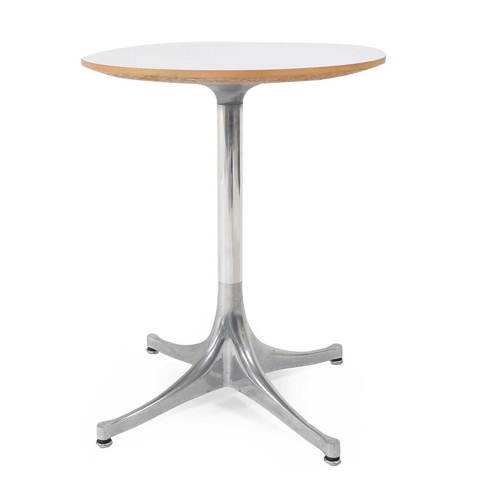 Round White Side Table with Chrome Star Base