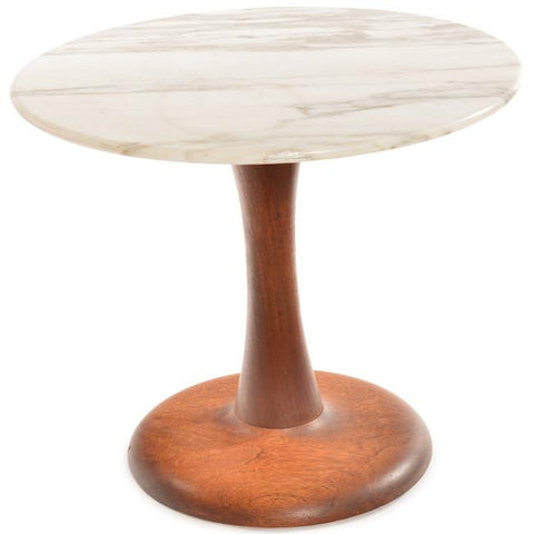 Marble Top Wood Base Side Table