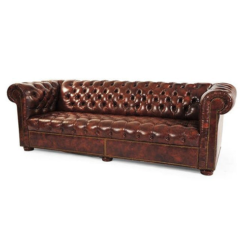 Brown Tufted Leather Chesterfield Sofa