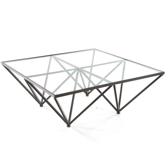 Silver Metal Geometric Base Tall Coffee Table