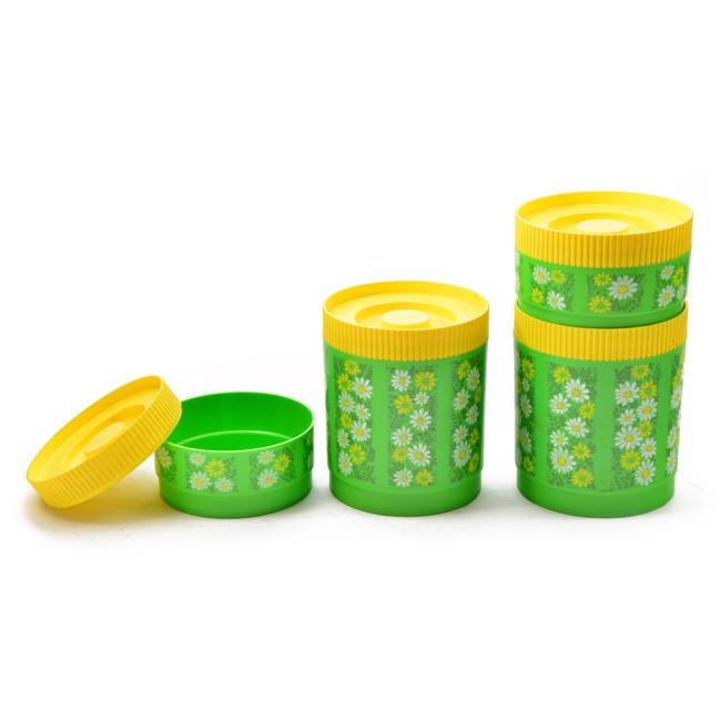 Canisters Set of 4 - Green Flowers