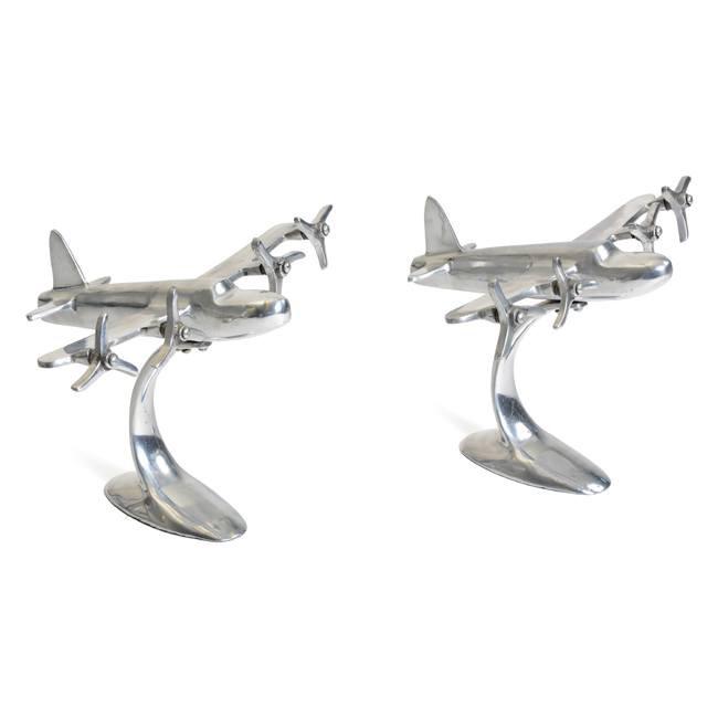 Chrome Propeller Airplane Sculpture
