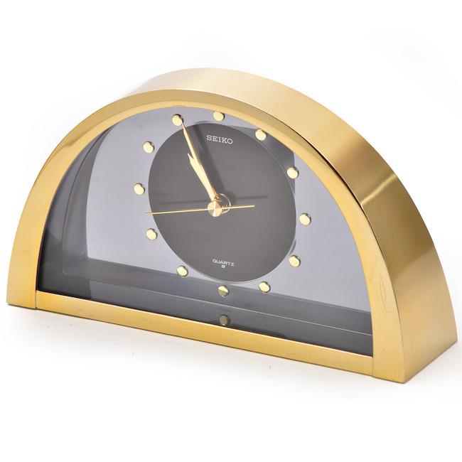 Seiko - Gold and Glass Half-Circle Clock