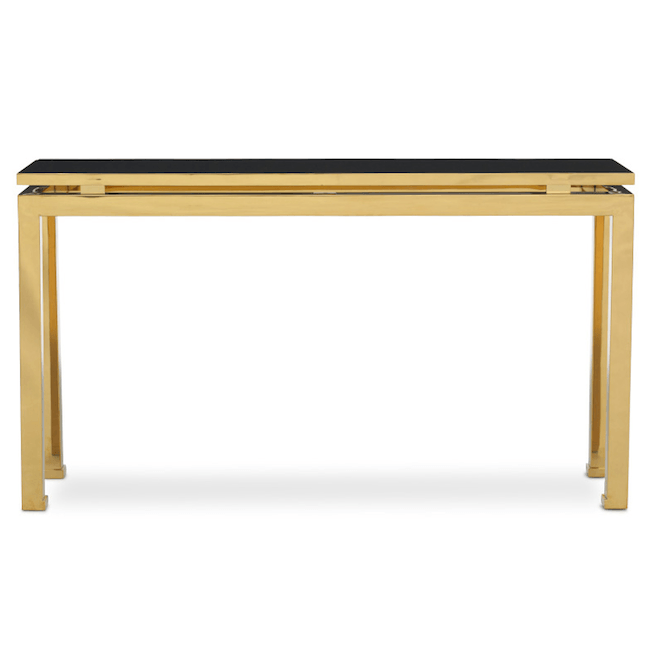 Gold & Black Glass Laurent Console Table