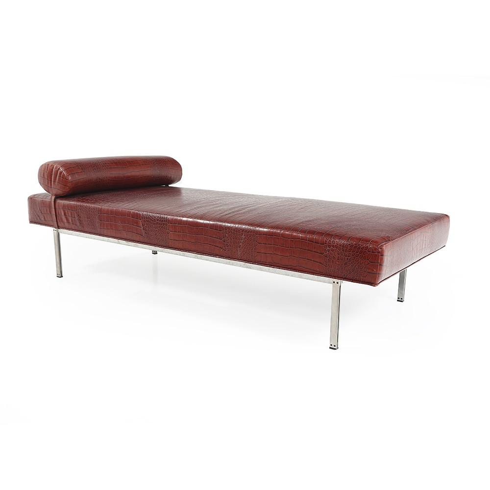 Red Dark Crocodile Leather Daybed
