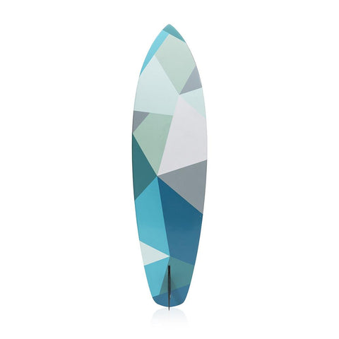 Blue White Grey Abstract Painted Surfboard