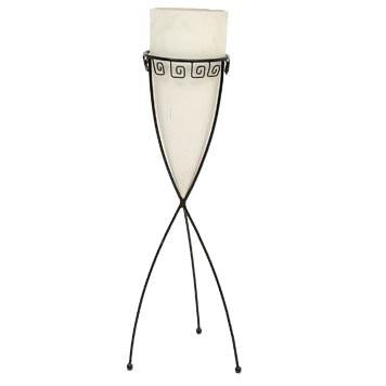 White Ceramic Pot with Black Spiral Tripod Stand