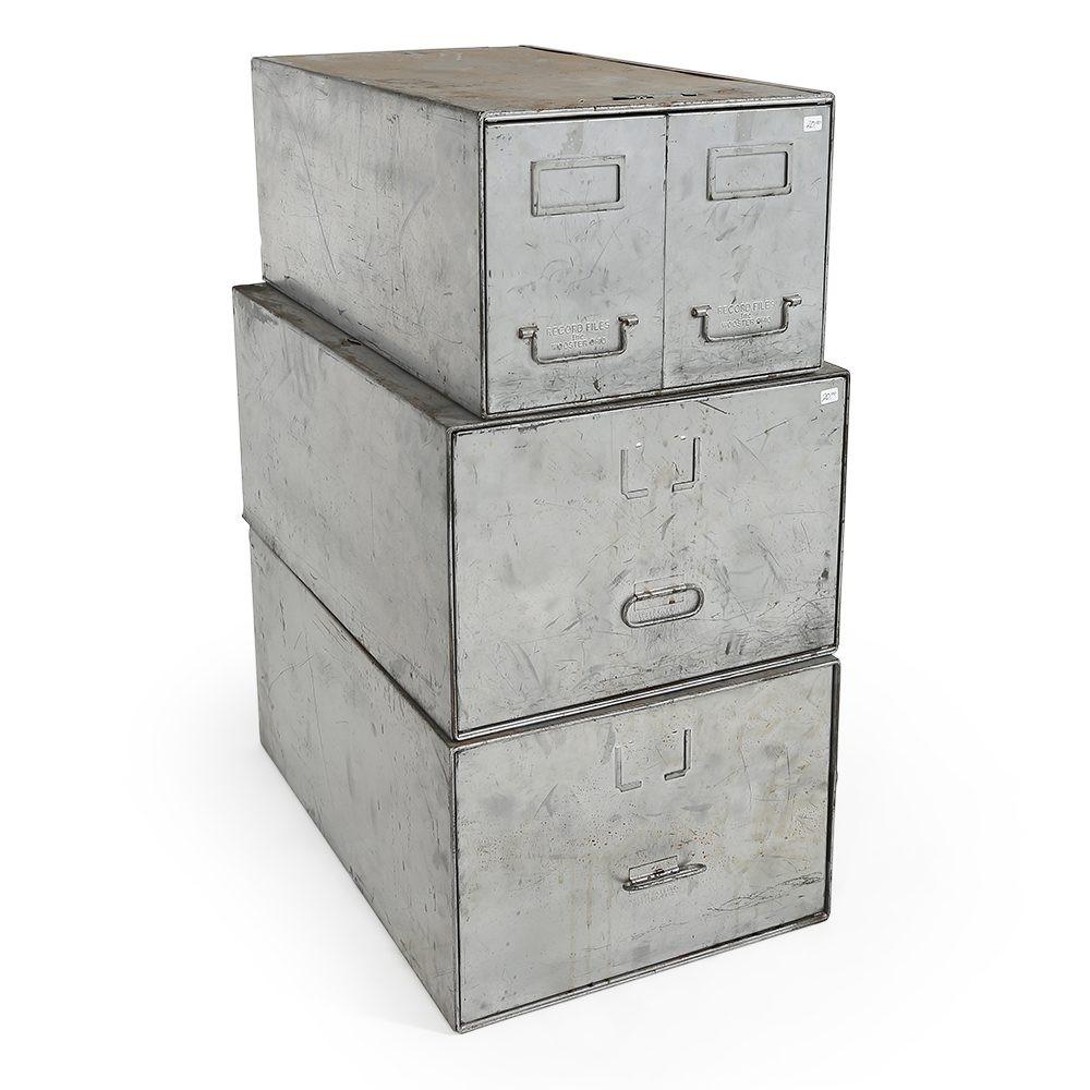 Set of Silver Filing Cabinets