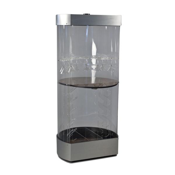 Round Smoked Lucite Rolling Bar Cabinet