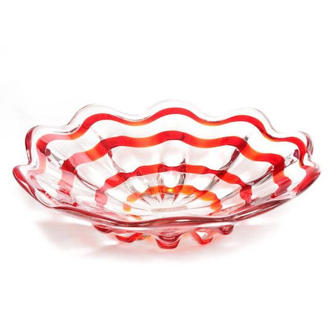Red White Striped Wavy Bowl
