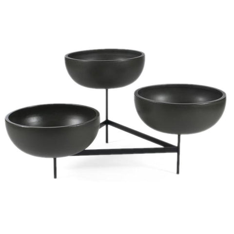 Case Study Ceramic Bowls With Metal Tri-Stand - Black Medium