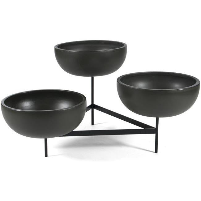 Case Study Ceramic Bowls With Metal Tri-Stand - Black Large