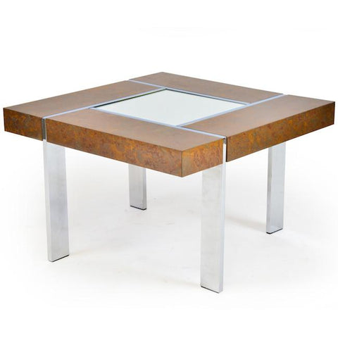 Wood and Metal Milo Baughman Coffee Table