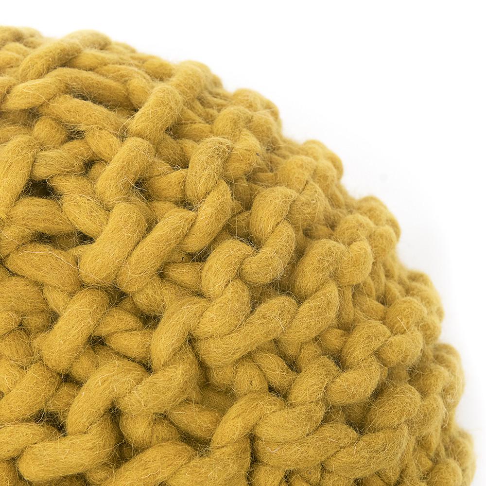 Yellow Knit Pouf