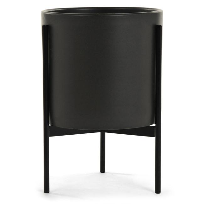 Case Study Ceramic Cylinder With Metal Stand - Black
