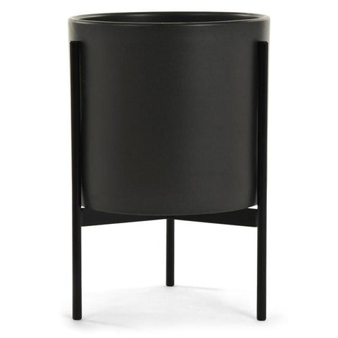 Case Study Ceramic Cylinder With Metal Stand - Black