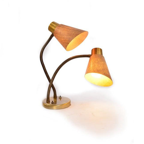 Burlap Double Shade Table Lamp