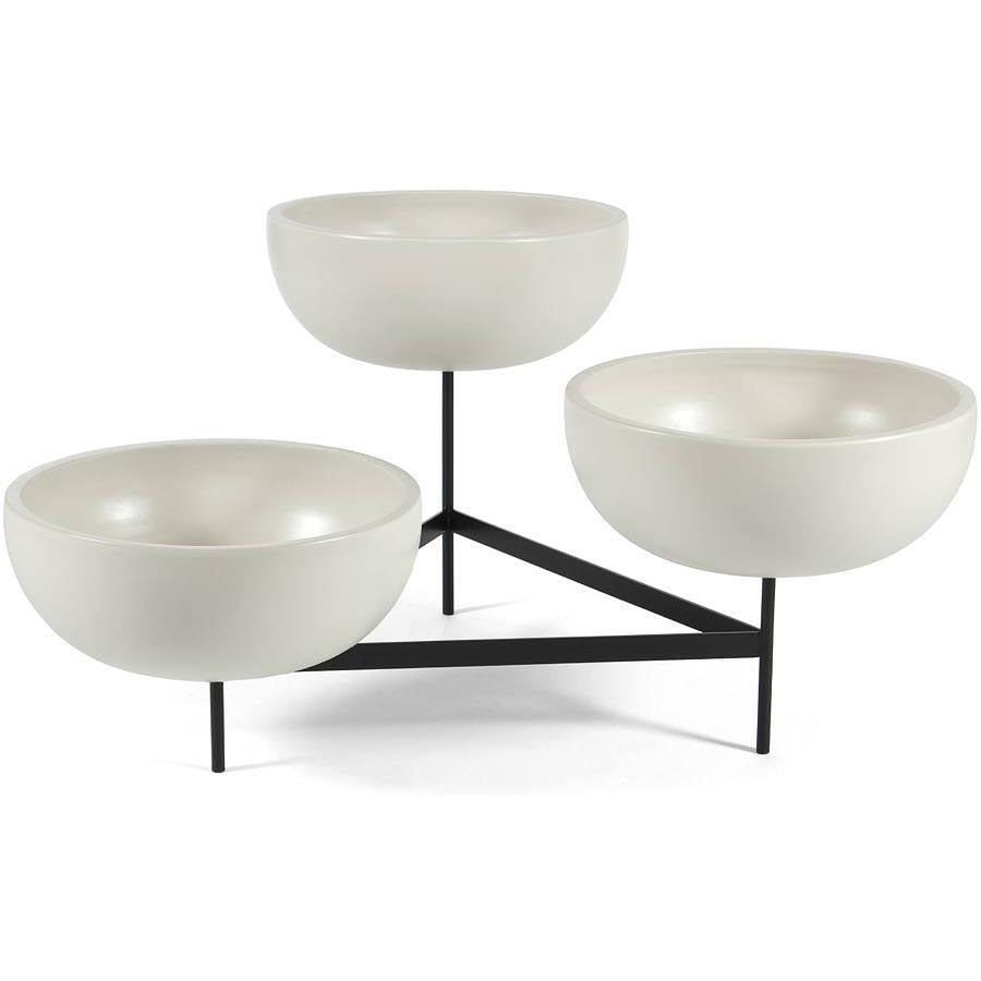 White Case Study Ceramic Bowls With Metal Tri-Stand