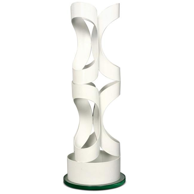 White Metal Abstract Cutout Cylinder Sculpture