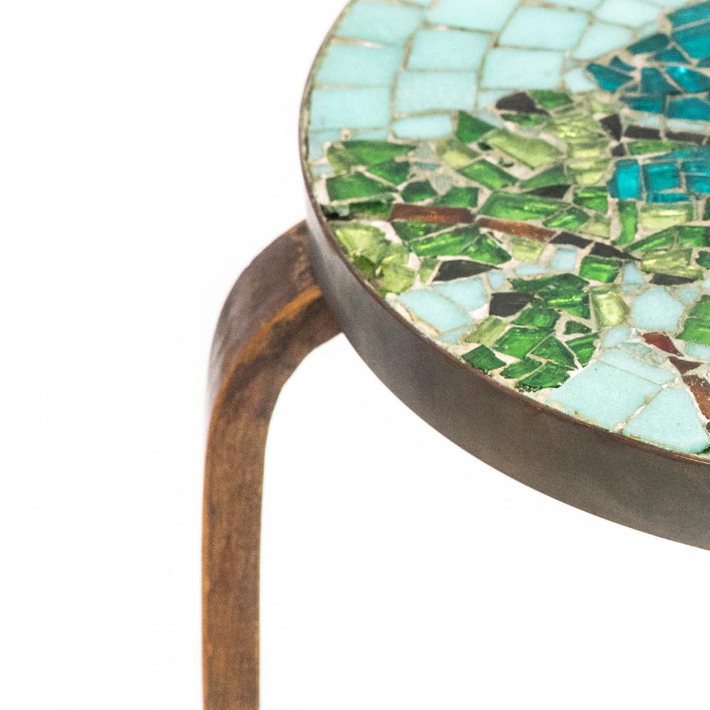 Mosaic Round Wood Side Table