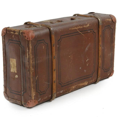 Hardcover Leather Suitcase - Brown
