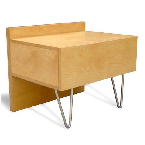 Wood Case Study Bedside Table with Metal Legs