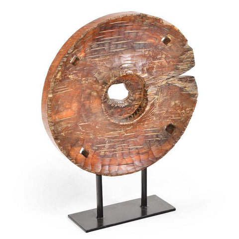 Primitive Wood Wheel Sculpture