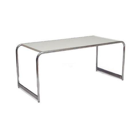 Curved Chrome Simple Desk with White Top
