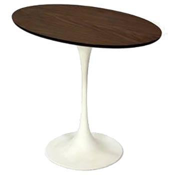 Wood Top White Tulip Side Table