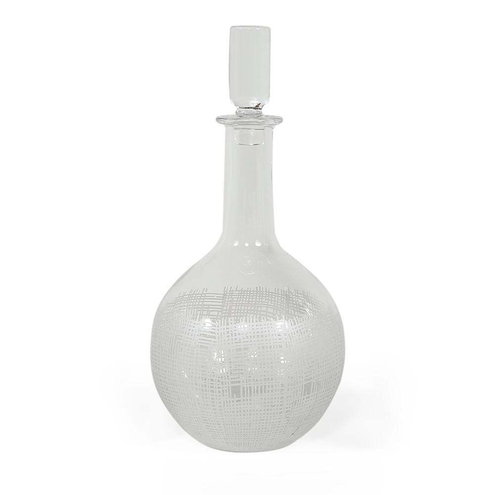 White Etched Glass Round Decanter