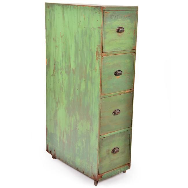 Painted Wood Filing Cabinet
