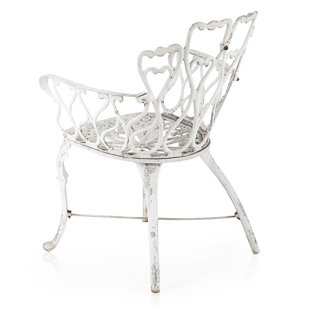 White Cast Iron Hearts Outdoor Chair