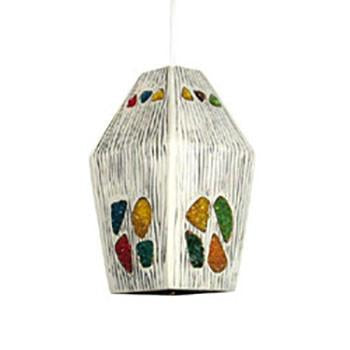 White with Multicolored Stones Hanging Lamp