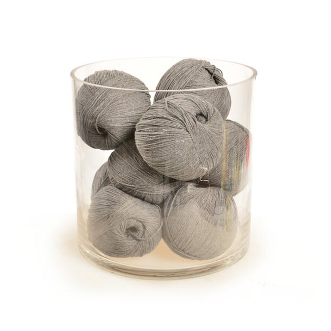 Grey Glass Cylinder with Yarn Balls (A+D)