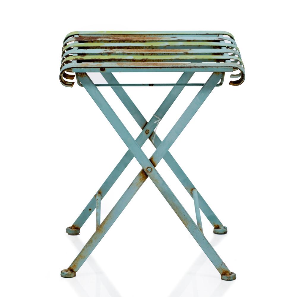 Blue Rust Metal Slat Side Table