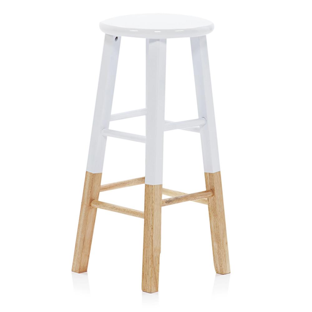 White Top Stool with Wood Lower Legs