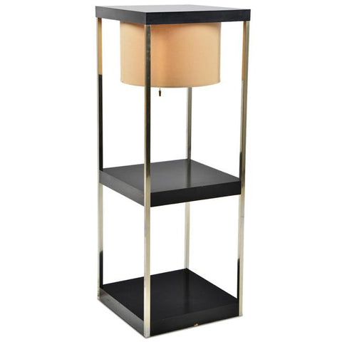 Square Black and Chrome Shelf with Light