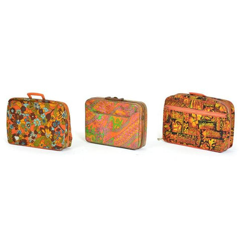 Orange Patterned Luggage Set