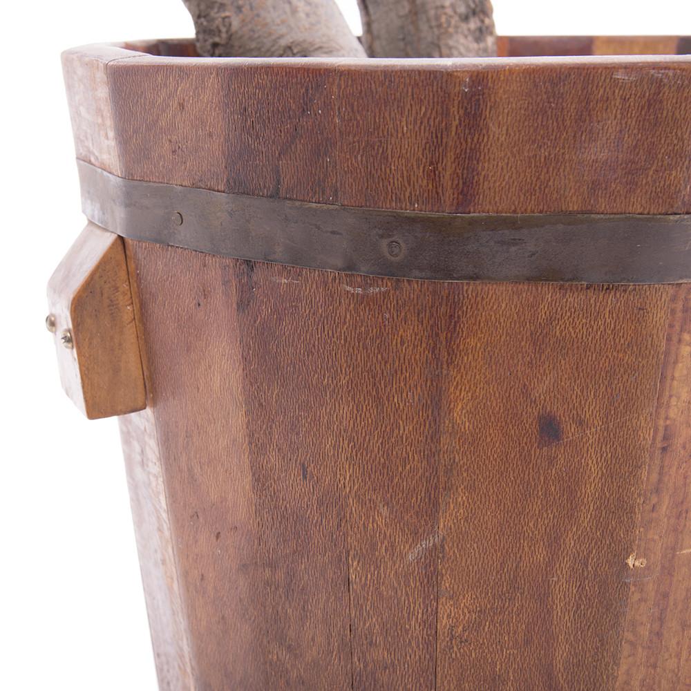 Round Wood Barrel Firewood Bucket