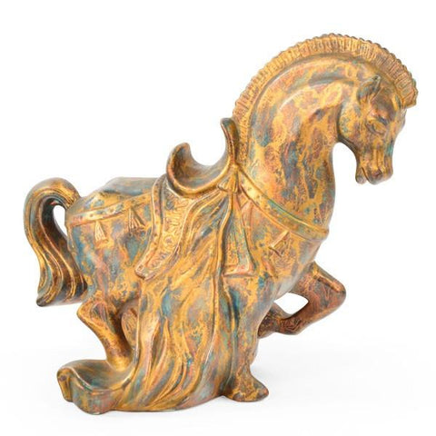 Beige Aged Ceramic Horse