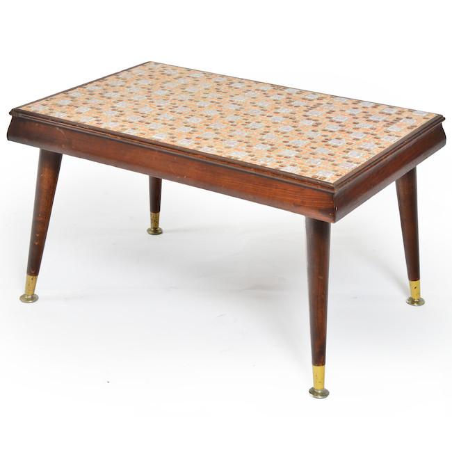 Mosaic Tile Walnut Side Table