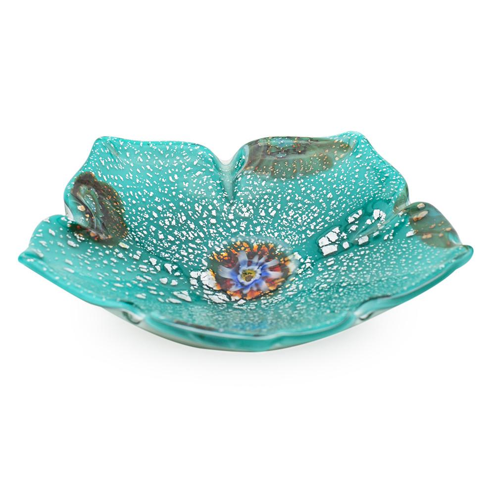 Turquoise Floral Ashtray