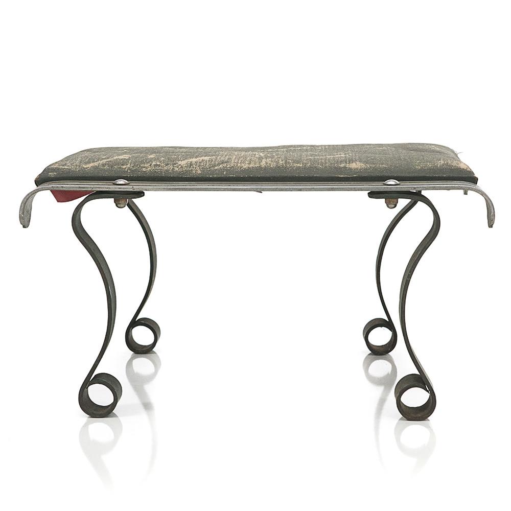 Metal Ottoman with Curved Legs