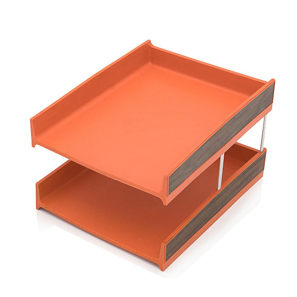 Orange 2-Tier Desktop Inbox Paper Tray