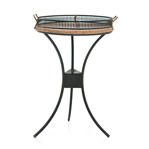 Black Wire & Gold Accent Three Legged Side Table