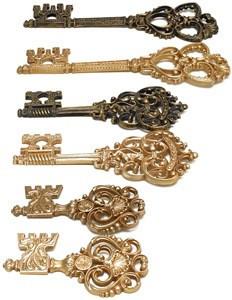 Set of 6 Oversized Golden Keys