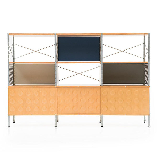 Natural Wood and Black Panel Case Study Storage Unit - Gil & Roy Props